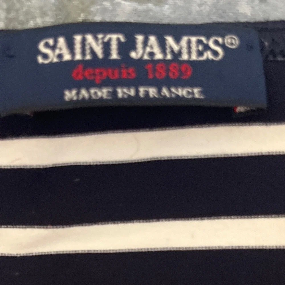 Saint James Navy and White Striped Long Sleeve Tee - Picture 4 of 8